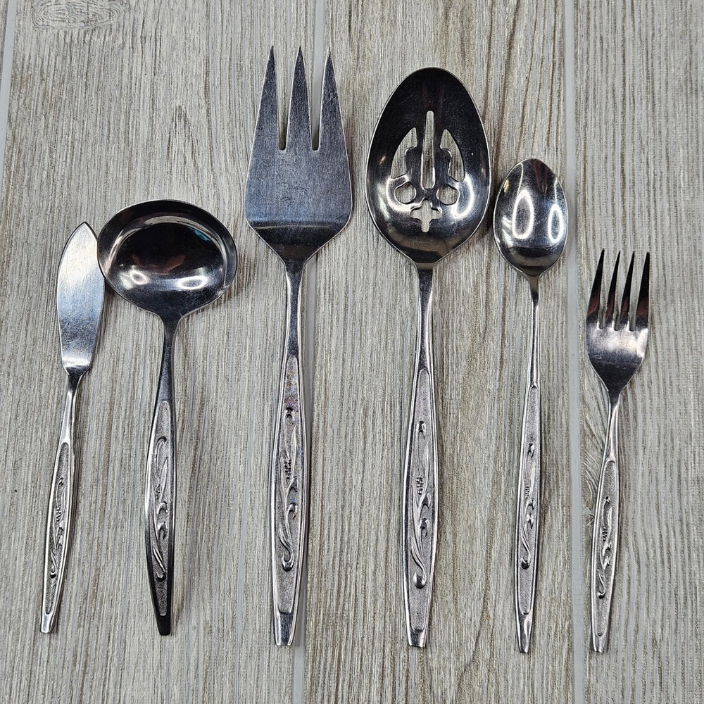 Spring Bouquet Korea Stainless Steel Serving Utensils Set of 6